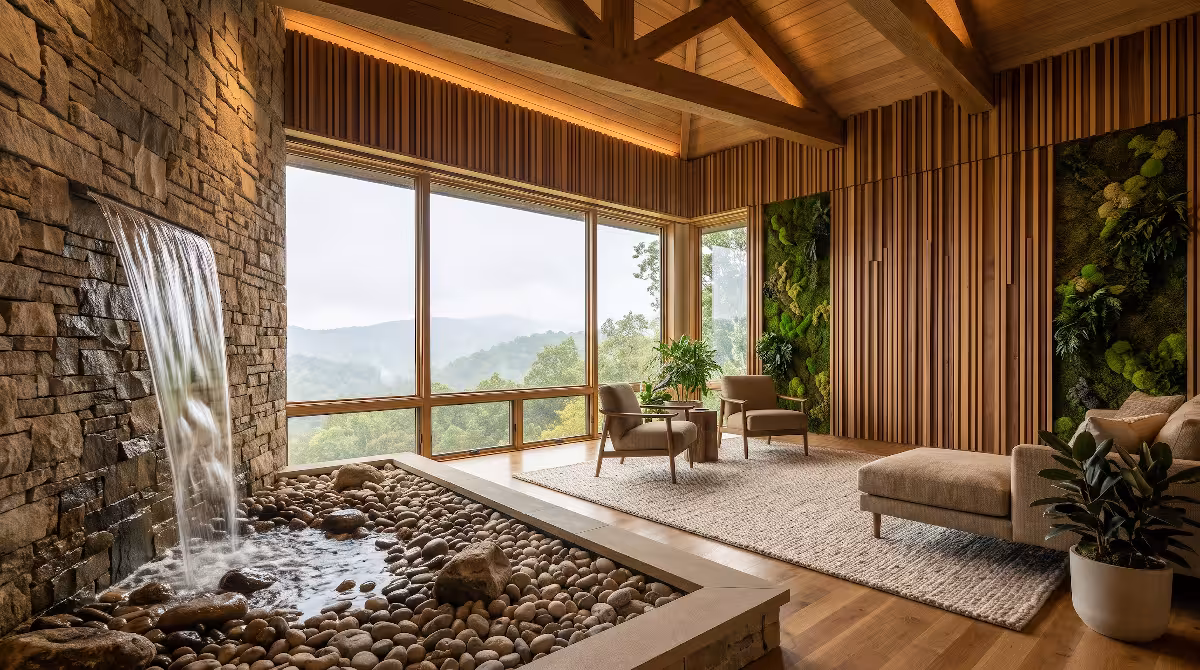 A room with an indoor natural acoustic soundscape.