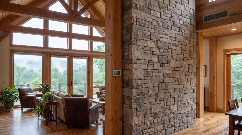 Limestone in a custom home.
