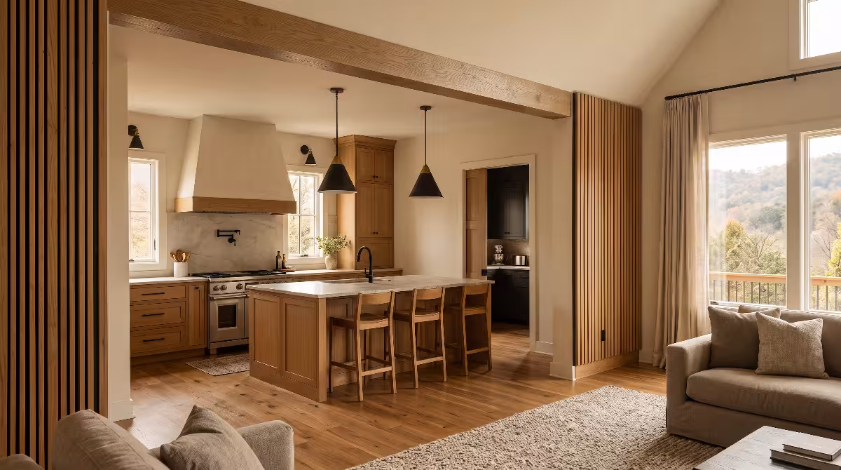 An open-concept kitchen with kitchen odor and noise.