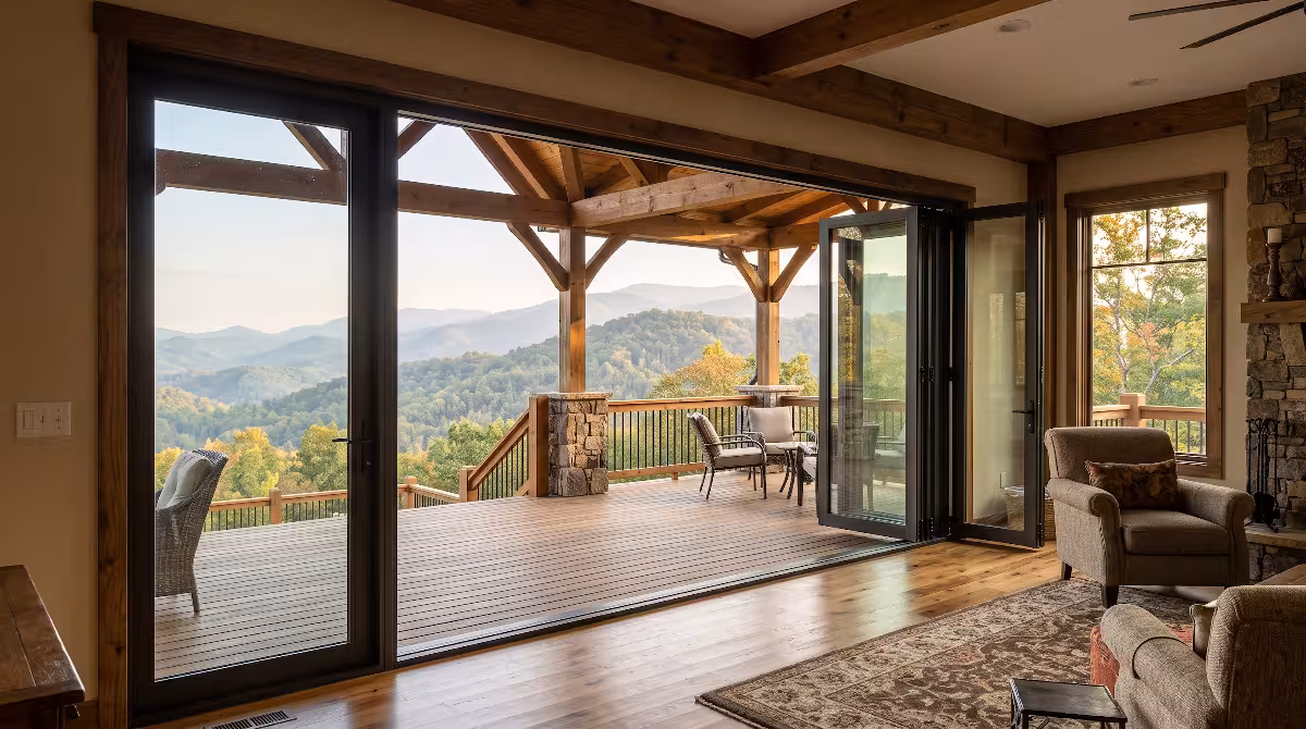 Patio doors for mountain homes.