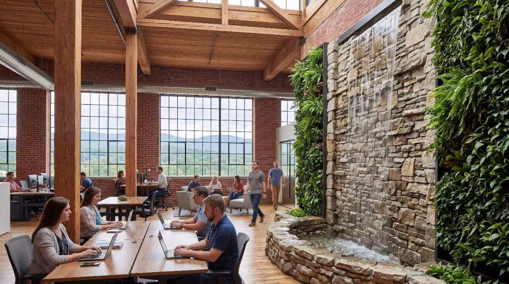 A natural wall in an office.
