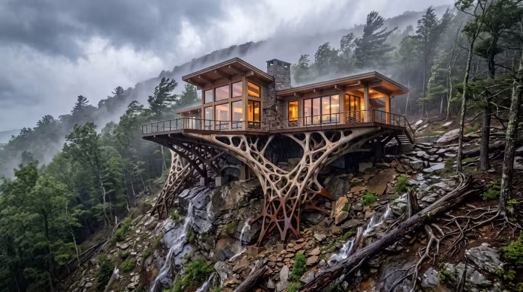 A house on a steep slope.