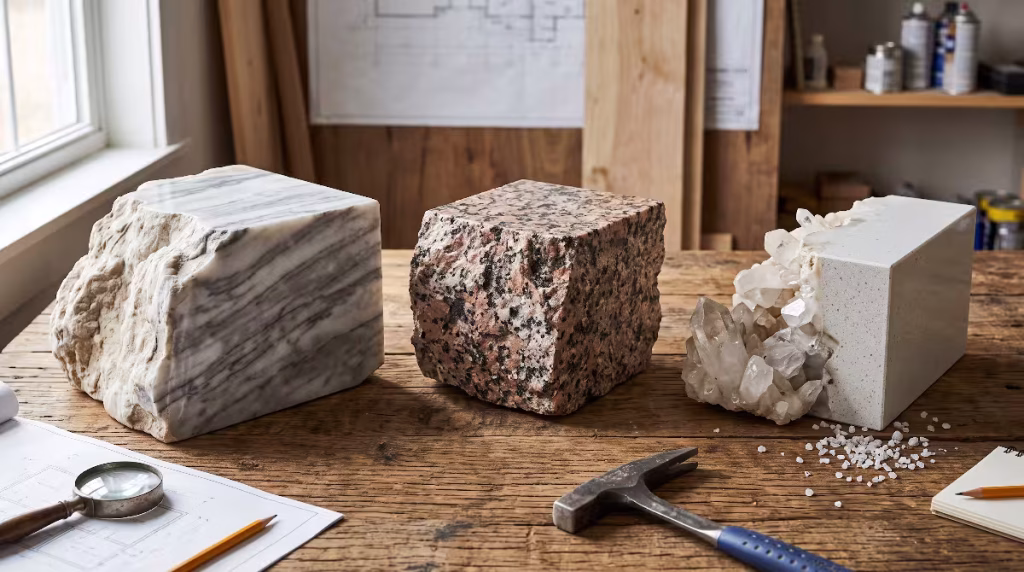 The materials for countertops.