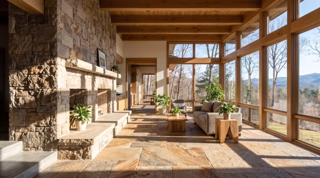 Thermal mass for interior heating.