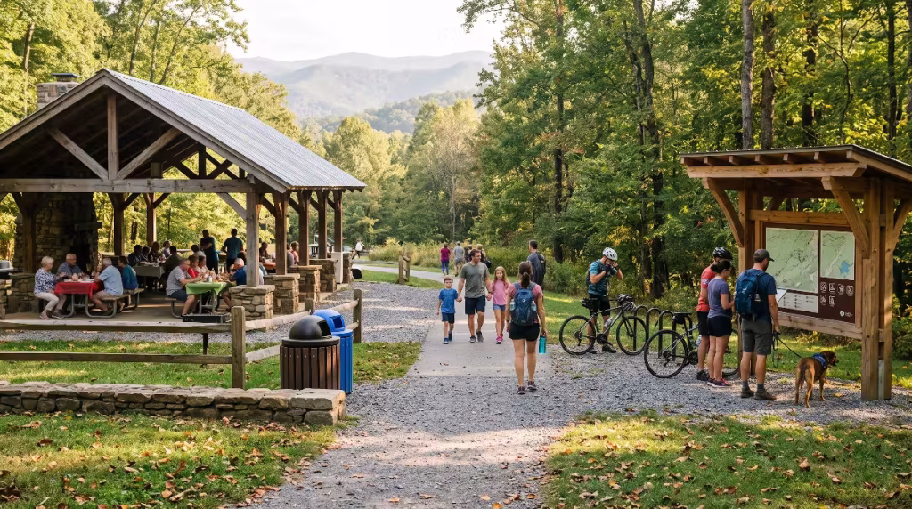People visiting the parks.