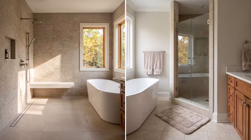 The bathroom differences.