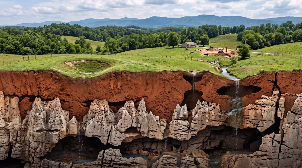 The underground with karst topography.