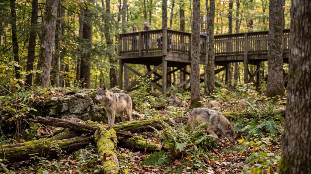 Gray wolves at Bays Mountain Park.